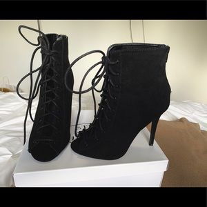 Black Suede Laced Heels